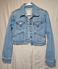 Levis Jeans Jacket Womens Medium Cropped Long Sleeve Button Up Western Collared