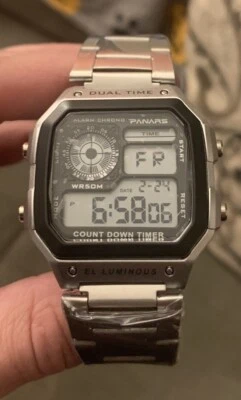Panars 8113 Mens Watch Digital Homage to Casio Royale James Bond Watch Silver - Image 1 of 4