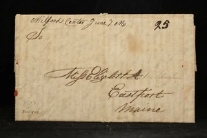Massachusetts: Milford Centre 1823 Stampless Cover, Ms, RARE DPO Worcester Co - Bild 1 von 6