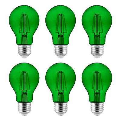 6-Pack Sunlite LED Transparent Green A19 Filament Bulbs, 4.5 Watts, Dimmable - Image 1 of 2