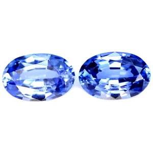 Certified 0.46ct Natural Ceylon Blue Sapphire VVS Clarity Oval Matching Pair - Picture 1 of 2