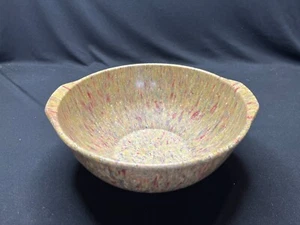 Cuenco mezclador de salpicaduras de confeti Melmac vintage con asas 10" marrón tostado rojo - Imagen 1 de 5