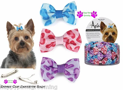 48 pc Dog Premium Kaya LEOPARD RIBBON HAIR BARRETTE Hair BOWS Top Knot Grooming - Image 1 of 4