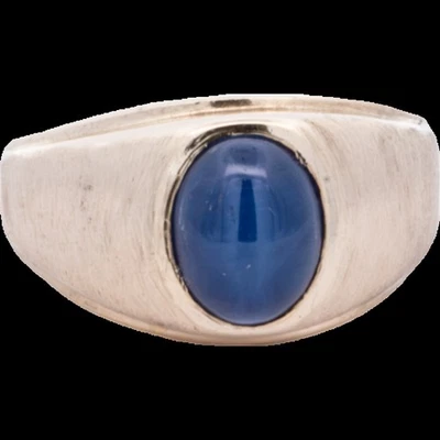 Anillo de piedra sintética estrella zafiro caballero oro amarillo 14K tamaño 4,3dwt (B02086618) Foto 1 de 3