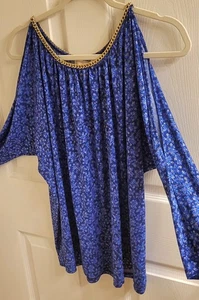 Michael Kors Ladies Cold Shoulder 3/4 Sleeve Gold Chain Neckline XL - Picture 1 of 5