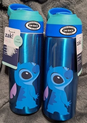 Juego de 2 botellas de agua de doble pared de acero inoxidable Zak Designs Kids Stitch 19 oz Foto 1 de 4