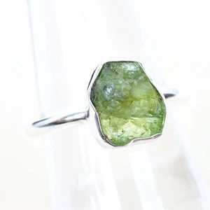 Natural Raw Peridot Stack Ring 925 Sterling Silver Peridot Birthstone Ring-RR166 - Picture 1 of 2