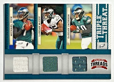 2011 PANINI THREADS TRIPLE THREAT GU PATCH /200 VICK, MCCOY, JACKSON #4 EAGLES - Image 1 of 2