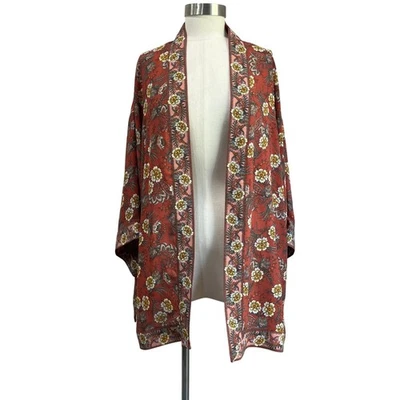 Chaqueta Kimono Floral Max Studio Talla XL Boho Cachemira Frente Abierto Foto 1 de 4