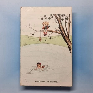 Binoculares de cómic postal C1920 número Peeping Tom Tree Jack - Imagen 1 de 2