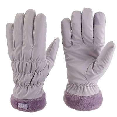 Cálidos guantes acolchados para mujer suaves forrados de lana invierno térmicos guantes con pantalla táctil Foto 1 de 4