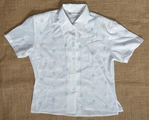 Camicia Vintage Yves St Clair Petites Ricamo Floreale 6P Cottage Fairy Core - Foto 1 di 6