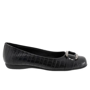 Trotters Sizzle Sign T1251-011 Womens Black Narrow Leather Ballet Flats Shoes 6 - Picture 1 of 8
