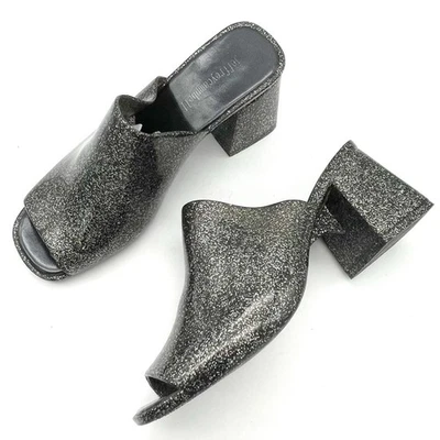 Sandalia Jeffrey Campbell Petra Tacón Bloque Jelly Slide Negra Brillo Para Mujer Talla 7 Foto 1 de 4