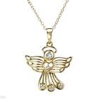 Lovely Angel Necklace With Genuine Topaz & Diamond  in Gold plated Silver 18"