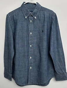 Boys Youth Sz 7 RALPH LAUREN Polo CHAMBRAY Denim LONG SLEEVE SHIRT Button Down - Picture 1 of 3