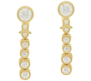 QVC Judith Ripka 14K Clad Sterling Diamonique Graduated Drop Earrings Clip-on - Picture 1 of 3