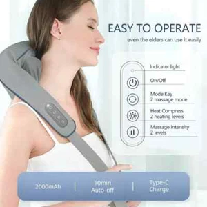 BESTES GESCHENK Elektrisches Nacken und Schulter mit Wärme Shiatsu Rücken Nacken Massagegerät - Bild 1 von 46