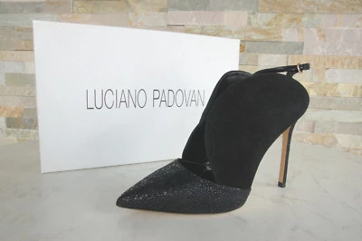 LUCIANO PADOVAN Ue 37,5 Zapatos de Tacón Slingbacks Tacones Negro Nuevo Antiguo - Imagen 1 de 4