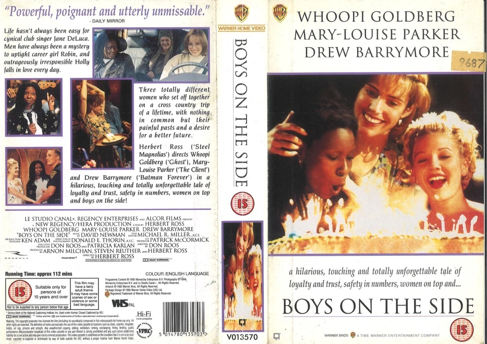 BOYS ON THE SIDE (1) / UK RENTAL VIDEO SLEEVE / WARNER VIDEO LABEL - Image 1 of 1