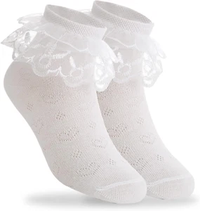 1 Paar Mädchen Rüschen Spitze Socken, Liner Söckchen süße Rüschen Kleidung Acces - Bild 1 von 7