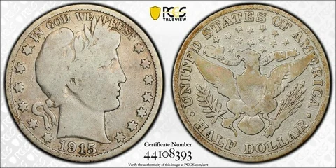 1915-P PCGS G Detail Silver Barber Half Dollar 50c US Coin #32486A Cover