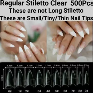 500Pc Stiletto Half Cover Fake False Nail Tips Regular salon Pointed Artificial - Picture 1 of 6