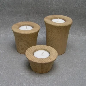 Casablanca Teelichthalter 3er Set Keramik Holzoptik Holz ANGEBOT - Bild 1 von 1