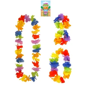 Hawaiian Fancy Dress 4 Piece Lei Garland Set Hawaiin Beach Party Bright Cols Set - Picture 1 of 1