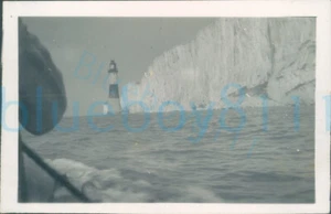 1947 Eastbourne Beachy Head Lighthouse from sea 3.5x2.2" Orig Photo - Foto 1 di 2