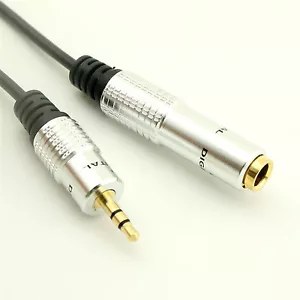 1x 6.35mm 1/4" Female to 3.5mm Male Plug Stereo Headphone Adapter Cable Cord 1ft - Picture 1 of 5