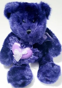 Valentine Plush Teddy Bear with Heart Purple Anniversary Love Stuffed Animal - Picture 1 of 4
