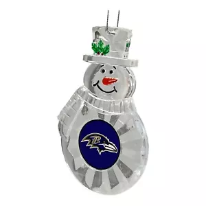 Baltimore Ravens Snowman Clear Acrylic Ornament NFL Foot Ball Christmas Tree - Picture 1 of 5