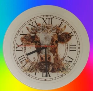 Beautiful Cow Large Glass Wall Clock - Picture 1 of 1