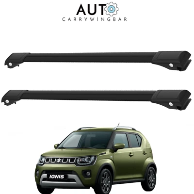 Barras transversales de techo para Suzuki Ignis 2017-2023 Carrier barras de aluminio negras Foto 1 de 4