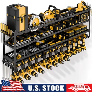 Heavy Duty Metal Power Tool Organizer Drill Holder Wall Mount Utility Racks Rail - Picture 1 of 29