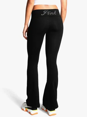 VICTORIA'S SECRET PINK  FOLDOVER ALL-DAY COTTON FOLDOVER FLARE LEGGINGS  XXL - Image 1 of 3