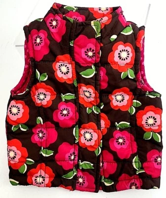 Genuine Kids By Oshkosh Floral Snap Puffer Vest Size Girls Size 12m — 第 1/4 张图片