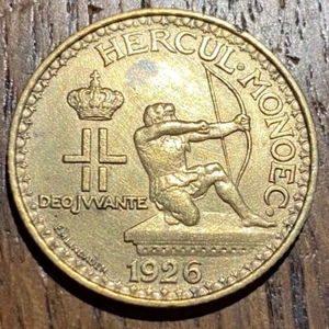 PIECE DE 1 FRANC MONACO 1926 POISSY RARE !!! 100000 EXEMPLAIRES (1143) - Picture 1 of 2