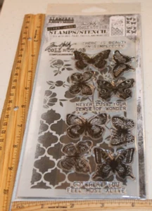 STAMPER ANONYMOUS TIM HOLTZ FLUTTER FLORAL CLEAR UNMNTED STAMP/STENCIL THMM144 - Picture 1 of 3