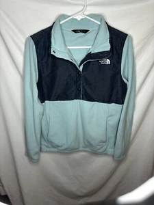 The North Face Denali Teal Jacket 1/4 Button Up Women’s Medium Fleece - Picture 1 of 4