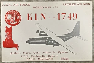 CB HAM Radio Call Card USAF WW2 Ret Airman Caro Michigan Bomber Postcard B910 - Picture 1 of 3