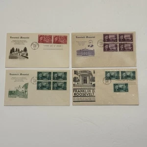 4 Roosevelt First Day Of Issue Stamped Envelopes All 1945 Various Stamps - Picture 1 of 10