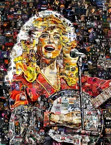 Arte Collage Regalo Póster Impresión DOLLY PARTON Banjo Música Regalo Música Country Arte - Imagen 1 de 8