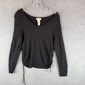 Apostrophe Women’s Blouse Cinch Waist Black Long Sleeve Size Petite Small (6-8) - Picture 1 of 8