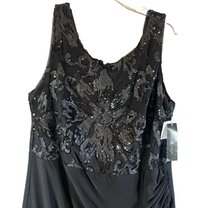 Betsy & Adam donna 16W paillettes drappeggiate increspate collo scoop foderato nuovo con etichette $205 - Foto 1 di 14