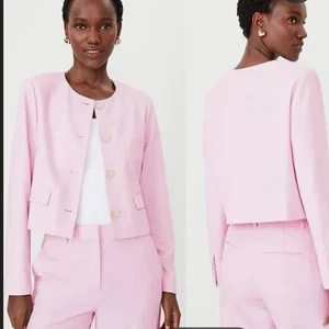 Ann Taylor Women's Petite Crew Neck Cross Weave Jacket Blazer Women’s Sz 4 - Picture 1 of 9