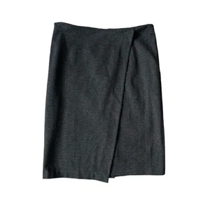 Carmen Marc Valvo Gray Ponte Knit Faux Wrap Pencil Skirt 14 L Large - Picture 1 of 7