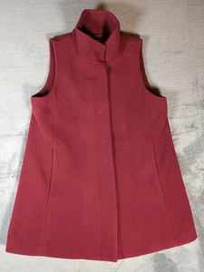 Eileen Fisher Vest Womens XS Petite Burgundy Wool Blend Funnel Neck Snap Front - Picture 1 of 11