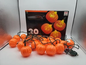 Vintage Tony Halloween 20 Pumpkin Blow Mold Super Bright Blinking Lites Set - Picture 1 of 9
